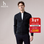 哈吉斯（HAZZYS）男裝 2025秋季新款羊毛混紡外套拉鏈立領(lǐng)針織開(kāi)衫男ABYZD0CCDD8 藏青色NV M （170/92A 46）