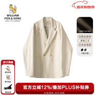 William fox&sons威廉?？怂狗瞒淦そq小西服男輕商務(wù)復古寬松易打理便西休閑西裝男 米白色（雙排扣） XL /52