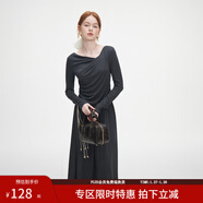 范思藍恩秋季設計感針織T恤半身裙時(shí)尚套裝女秋裝新款慵懶高腰半身裙女 深灰色（半身裙） S