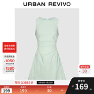 UR2025春季新款女摩登氣質(zhì)褶皺收腰顯瘦無(wú)袖連衣裙UYY750030 淺薄綠 S