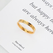 恒久葉鈦鋼愛(ài)心鑲鉆戒指女不掉色指環(huán)情侶婚戒網(wǎng)紅小眾韓版英文字母戒指 金色字母戒指 美碼5號(建議85-99斤)