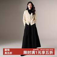 ONE BUYE【新品】2026春季時(shí)尚溫柔甜美毛衣含羊毛軟糯親膚針織開(kāi)衫女 米杏色 S