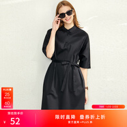 AMII女裝2025赫本風(fēng)法式氣質(zhì)連衣裙夏季新款五分袖收腰顯瘦中 黑色（12030052） XS 150/76A