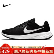 耐克NIKE跑步鞋男緩震透氣REVOLUTION 6運動(dòng)鞋DC3728-003黑白44