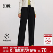 森馬（Semir）[商場(chǎng)同款]休閑褲女加絨長(cháng)褲簡(jiǎn)約冬2024仿呢闊腿褲101724127016A