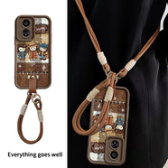 中掌柜適用OPPOA585G手機殼A58x女款A57保護套A53s新款格紋牛仔貓釘扣手 JT303格紋牛仔貓釘扣卡其撞色手繩斜跨卡其撞色繩 PP A53s