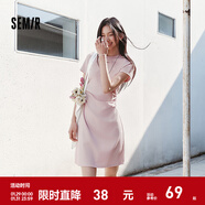 森馬（Semir）連衣裙女收腰T恤裙小心機夏季2025新款繡花圓領(lǐng)短裙簡(jiǎn)約休閑 橡皮粉61216 2XL