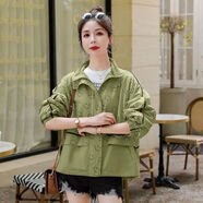 AEMAPE高級感短款夾克女小個(gè)子2026春秋季新款設計感小眾大碼百搭外套女 綠色 M 建議106-116斤