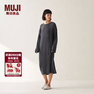 MUJI女式 柔軟針織家居連衣裙 長(cháng)袖睡裙女寬松家居服秋季 FD33CC5A 炭灰色 L -XL (170/92A)