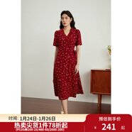 獨束大碼女裝法式小翻領(lǐng)連衣裙女夏季新款遮肉顯瘦雪紡裙子 紅色-長(cháng)款 XL （尺碼：3）