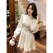 芳履遇2026巨好看的夏季穿搭法式今年流行獨特漂亮夏日絕美公主連身裙女 奶杏色短款垂墜感洋裝/洋派減齡/絕美洋裝/超火洋裝/凸 S