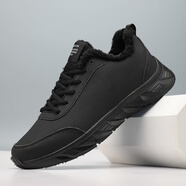 鴻星爾克(ERKE)同款棉鞋男冬季加絨保暖加厚運動(dòng)鞋男士皮面防水休 F919全黑【加絨】 38