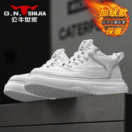 公牛世家（G.N.Shi Jia）棉鞋男款2025新款加絨加厚高幫板鞋男士厚底休閑保暖男鞋 白色 40