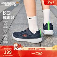 Skechers斯凱奇兒童新款運動(dòng)鞋四季易彎折輕便學(xué)生鞋男女童跑步鞋405315L 【透氣款】男童-海軍藍色/NVY 34