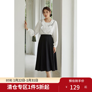 獨束大碼女裝半身裙女新款韓版百褶裙遮肉顯瘦高腰a字裙 黑色（DY） L