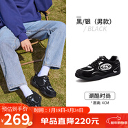 駱駝月牙德訓鞋男運動(dòng)百搭板鞋網(wǎng)面復古休閑鞋 L25S577059M 黑/銀 39 