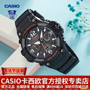 卡西歐（CASIO） 男表女表卡西歐手表男女情侶表學(xué)生時(shí)尚運動(dòng)表太陽(yáng)能雙顯電子表 MCW-100H-1AVDF暗夜黑橘