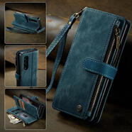 新款三星ZFold5手機殼ZFold4手機皮套S24復古插卡錢(qián)包保護套 黑色 三星S20F