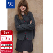 唐獅（TonLion）【關(guān)曉彤同款】2025秋冬女圓領(lǐng)凈色愛(ài)心鈕扣開(kāi)衫毛線(xiàn)衫針織衫外套