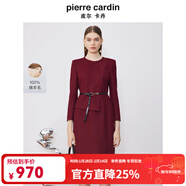 皮爾卡丹皮爾卡丹女裝新款通勤輕儀式禮服連衣裙春節 酒紅色 L 40A (建議體重60-67.5公斤)