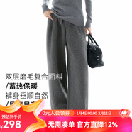 雲上生活【藏肉褲】雙層磨毛廓形寬松休閑褲2025冬新款加厚褲子女K1028 淺灰色 厚款 雙層磨毛面料 L （建議52-65公斤左右）寬松卡碼拍小