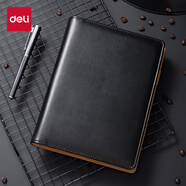 得力（deli）(deli)25K100張精裝活頁(yè)筆記本子 商務(wù)記事本子日記本皮面本 黑33052高考加油勵志禮物