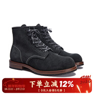 玩兒！固特異反絨皮鞋馬丁靴男高幫英倫風(fēng)工裝靴手工鞋 泰慶反絨F6黑色+咖色沿條 35