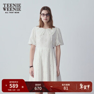 Teenie Weenie小熊女裝簡(jiǎn)約休閑夏裝鏤空花朵白色連衣裙甜美娃娃領(lǐng)裙子 象牙白 S
