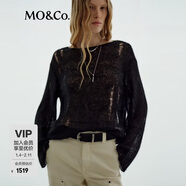MO&Co.【NOIR系列】針織衫2025秋新品破洞MBE3SWT016