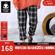 閃電潮牌（GENANX）長(cháng)褲男純棉春夏季束腳潮黑白格紋休閑褲男 黑白格 M