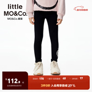 little MO&Co.Smiley聯(lián)名系列加絨 little moco童裝25冬新款女童抑菌長(cháng)褲打底褲 黑色 抑菌 130 130/56