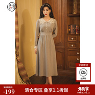 固執（OBSTINATE）【清倉價(jià)】復古連衣裙女裝秋冬新款格子收腰顯瘦中長(cháng)款A字裙 蔥綠 M