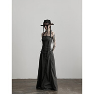 ADTNM獨INDULGE 詩(shī)刃裂帛·天絲洗褪調節卡扣一字肩抹胸牛仔連衣長(cháng)裙女 煙灰色(預售) S