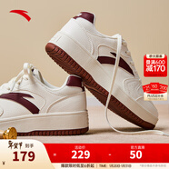 安踏元年丨女鞋板鞋春季厚底增高休閑鞋小白鞋平底白色百搭運動(dòng)鞋女 【元年】象牙白/絳紅色-7 37.5