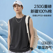 【京東直采】本命年純棉t恤男短袖特級純棉打底衫長(cháng)袖內搭t恤 鐵灰（背心） 5XL （190-210斤）