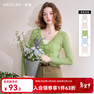 西遇藍色薄款針織開(kāi)衫女2025年春季新款花朵防曬短款外套 果綠色 M (160)