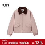 森馬（Semir）外套女oversize插肩袖仿羊羔毛毛領(lǐng)冬季2024夾棉夾克109724108016