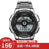 卡西歐（CASIO） 卡西歐(CASIO)運動(dòng)手表 學(xué)生男表 戶(hù)外防水男表數顯表 黑盤(pán)鋼帶AE-1100WD-1A