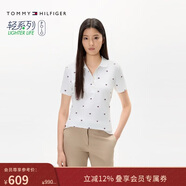 Tommy Hilfiger春夏女裝珠地網(wǎng)眼優(yōu)雅通勤小繡標五?？鄯I(lǐng)短袖T恤POLO衫