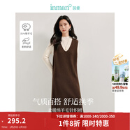 茵曼（INMAN）綿羊毛慵懶松弛V領(lǐng)無(wú)袖背心針織裙2025春秋女裝新品連衣裙長(cháng)裙子 咖色 S