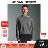 UR冬季新款女裝設計感氣質(zhì)露肩短款針織衫UWM940085 深灰 XS