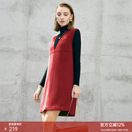 顏域V領(lǐng)無(wú)袖毛呢連衣裙女2025新款冬時(shí)尚寬松氣質(zhì)呢子裙子 紅色 XXL/44