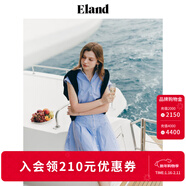 ELAND衣戀短袖收腰襯衫型連衣裙休閑松緊腰部冰河裙夏季新款 淺藍色L/Blue-A款EEOWE25Y03 S 160
