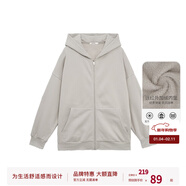 BODYDREAM重磅破洞衛衣外套男秋秋拉鏈開(kāi)衫連帽情侶裝潮休閑帽衫 米灰色（加絨） XL