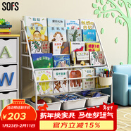 SOFS兒童書(shū)架可移動(dòng)寶寶繪本架嬰幼兒圖書(shū)本玩具收納架簡(jiǎn)易鐵藝小書(shū)柜 【推薦】XL碼(5+1層) 3盒 無(wú)輪子