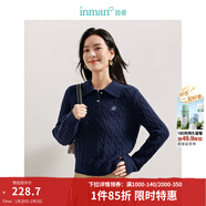 茵曼毛衣女POLO領(lǐng)冬季新年紅裝套頭針織衫2026春季通勤長(cháng)袖毛衣上衣 寶藍色 M