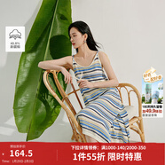 茵曼（INMAN）彩虹條紋針織吊帶裙2025夏季女裝新品V領(lǐng)無(wú)袖內搭連衣裙長(cháng)裙 彩虹藍 M