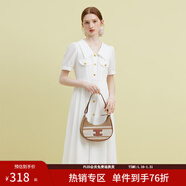 范思藍恩23FS12577法式V領(lǐng)襯衫連衣裙女夏季新款氣質(zhì)復古通勤裙子 珍珠白 XL