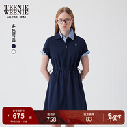 Teenie Weenie小熊白色連衣裙25夏季氣質(zhì)短袖外套風(fēng)衣休閑裙子 藏青色 M