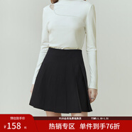 范思藍恩23FS11193 學(xué)院風(fēng)減齡百褶短裙女春秋季高腰a字半身裙子 黑色 XS